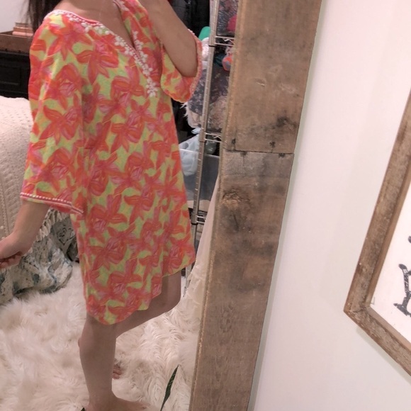 Lilly Pulitzer dress tropical floral with beaded details size medium cotton - Picture 3 of 11